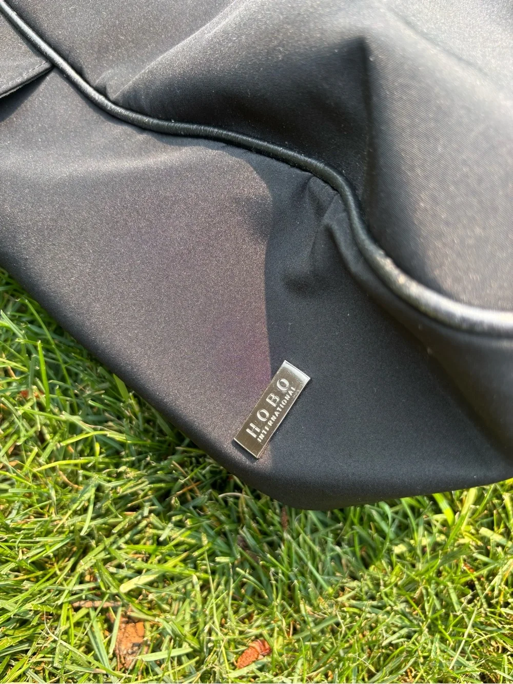 HOBO Black Nylon Hobo with Leather Trim